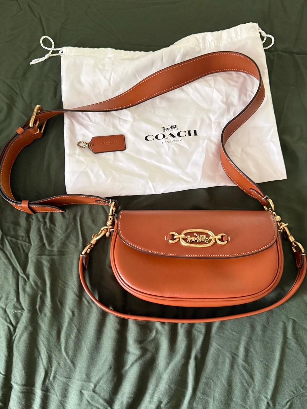 Coach Harley Shoulder Bag 23 in Burnt Brown with Gold Hardware